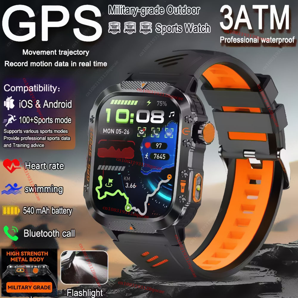 Smartwatch X12 - 2026 Militaire Outdoor Smartwatch Heren GPS