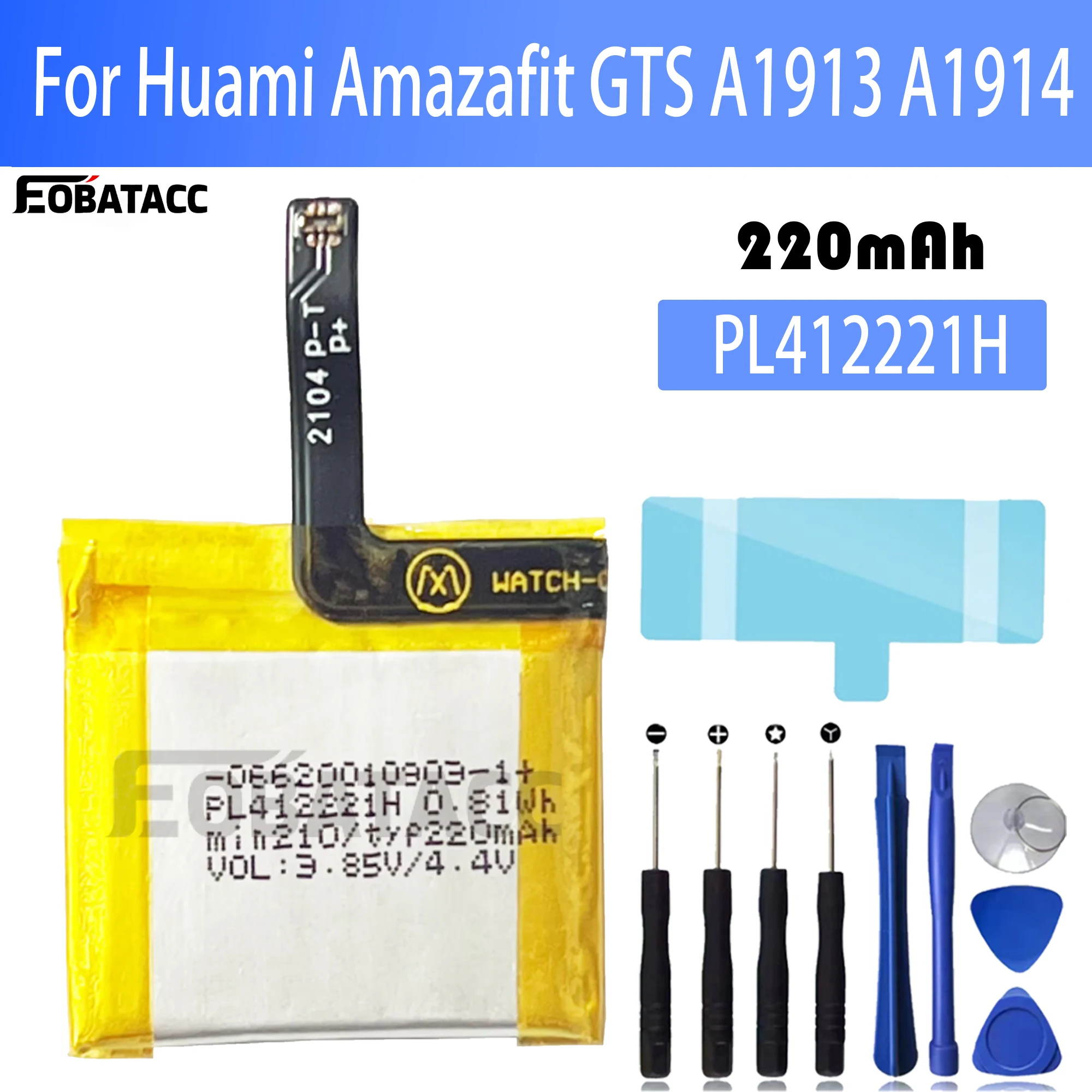 Smartwatch A1914 - 100% Originele Pl412221 H Batterij Voor