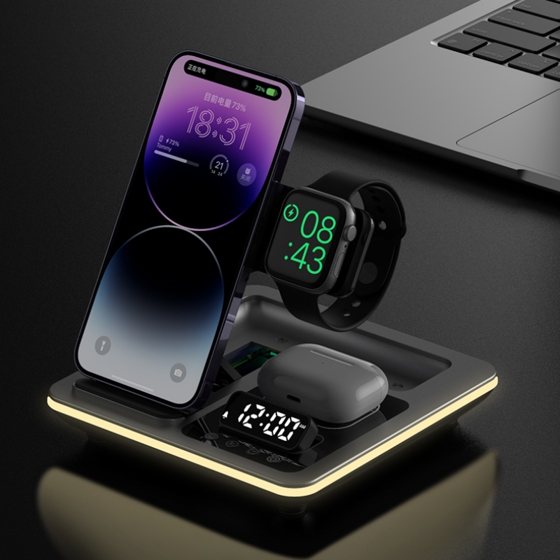 Smartwatch Ac - 5-in-1 draadloze oplaadstation met warm licht,
