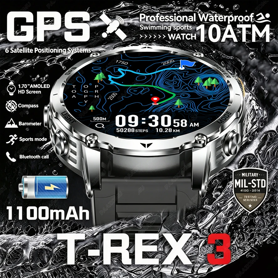 Smartwatch M Active - T-Rex 3 Militaire Smartwatch met 1100mAh