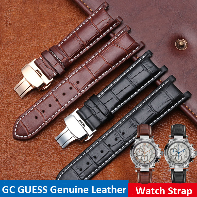 Smartwatch Guess - Notched Lederen Horlogeband 20*11mm 22*13mm Voor