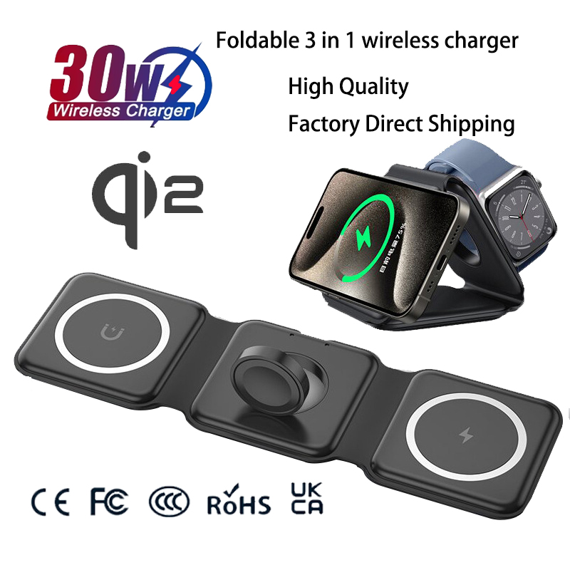 Wireless Charger Watch - Universele Qi2 Magnetische Opvouwbare Oplaadstation Reislader