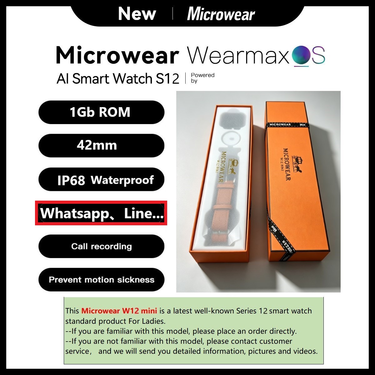 Smartwatch M Active - Microwear W12mini Smartwatch Vervangingsmodel voor W11mini