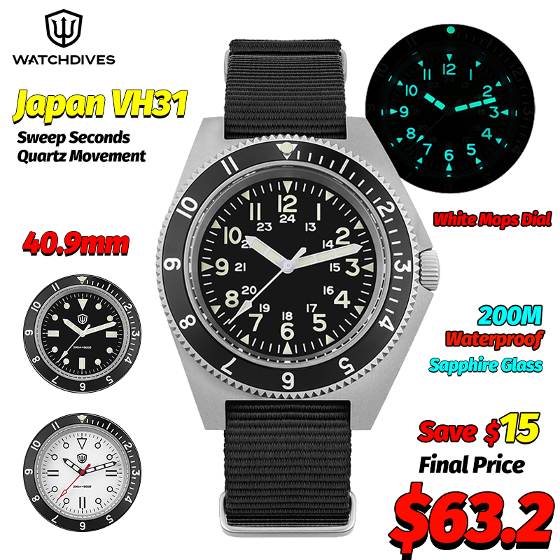 Accessories With Watch - Watchdives WD1972 Quartz Horloge Saffier Lichtgevende