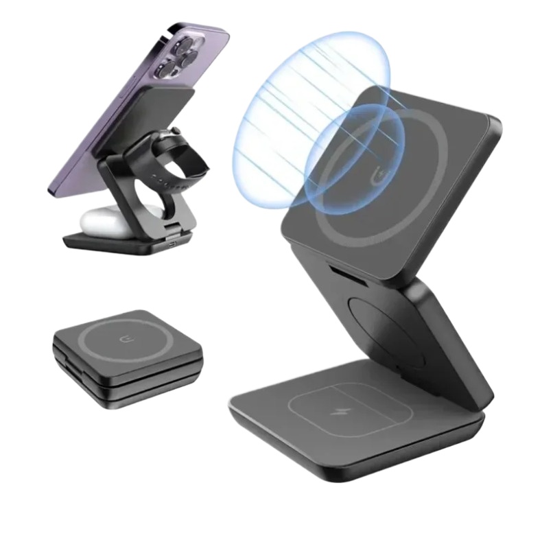 Wireless Charger Watch - 3-in-1 opvouwbare magnetische draadloze opladerstandaard voor
