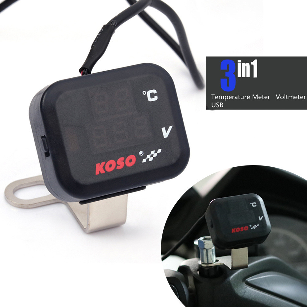 Smartwatch Universal - 3-in-1 universele KOSO motorfiets voltmeter thermometer