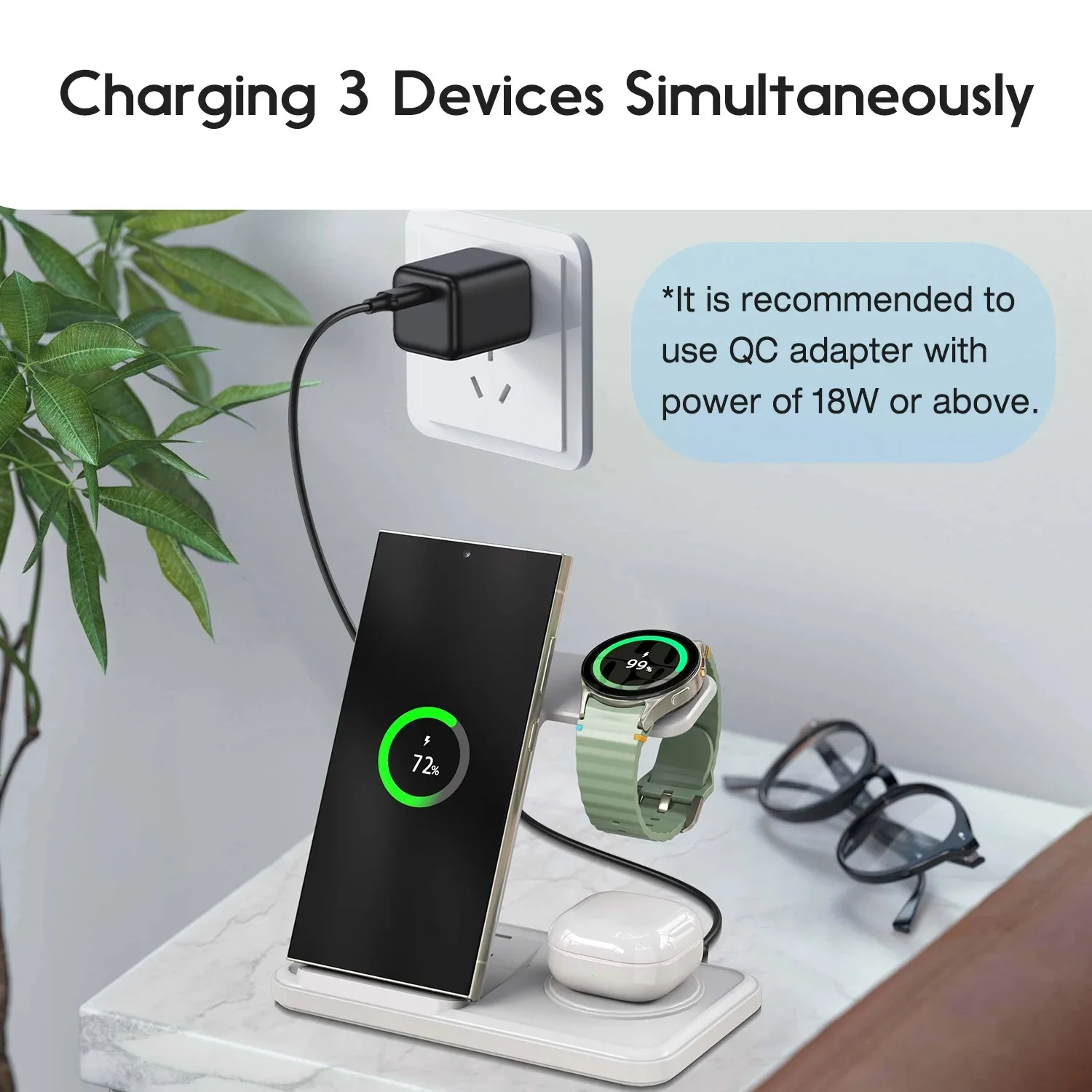 Desktop 3-in-1 draadloos laads - Wireless Charger Watch recensie en prijs