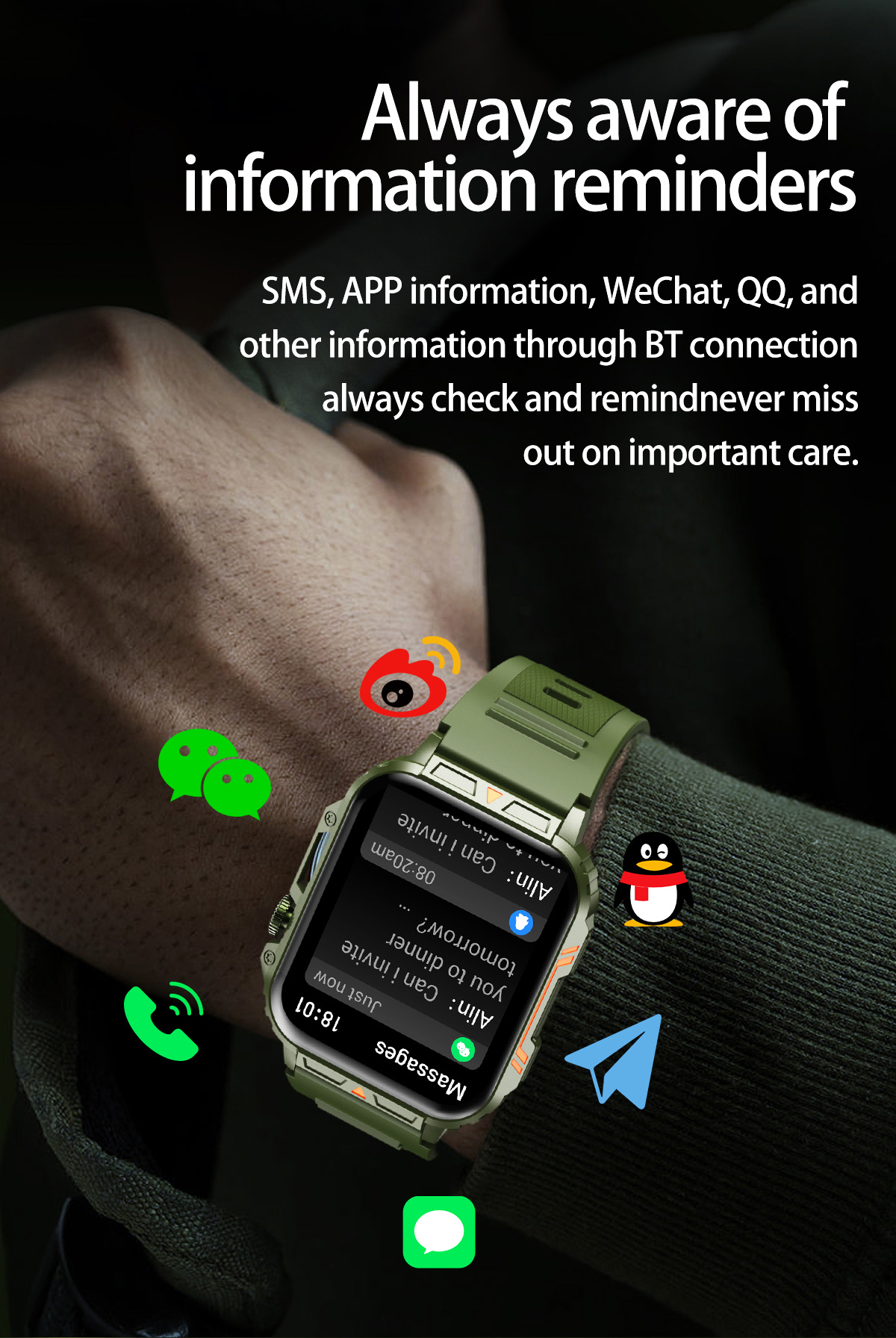 1.91 Outdoor Militaire Smart W - Smartwatch Faces recensie en prijs