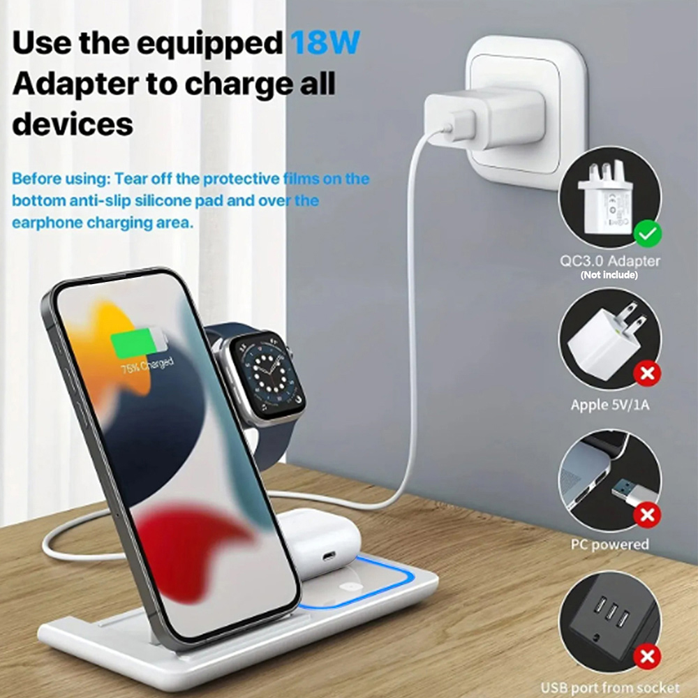15W 3-in-1 draadloze oplaadsta - Wireless Charger Watch recensie en prijs