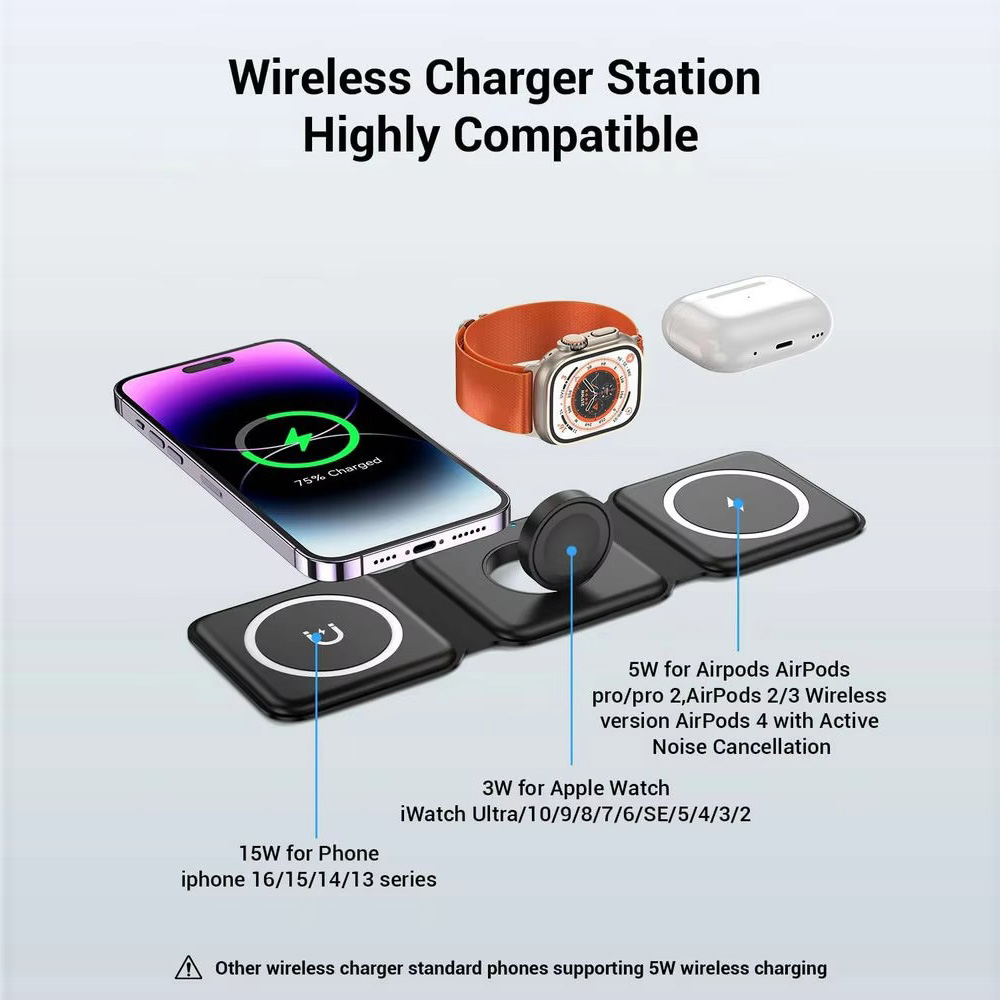 3-in-1 magnetische opvouwbare  - Wireless Charger Watch recensie en prijs