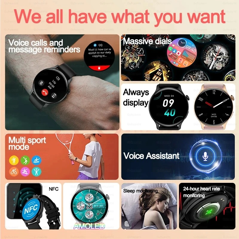 Dames Smartwatch NFC AMOLED-sc - Smartwatch Custom recensie en prijs