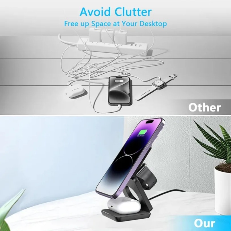 3-in-1 opvouwbare magnetische  - Wireless Charger Watch recensie en prijs
